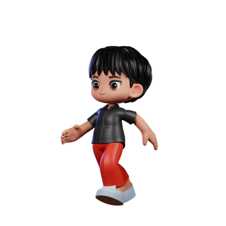 Cute Boy Giving Running Pose  3D Illustration