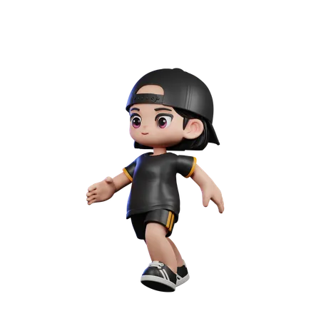 Cute Boy Giving Running Pose  3D Illustration