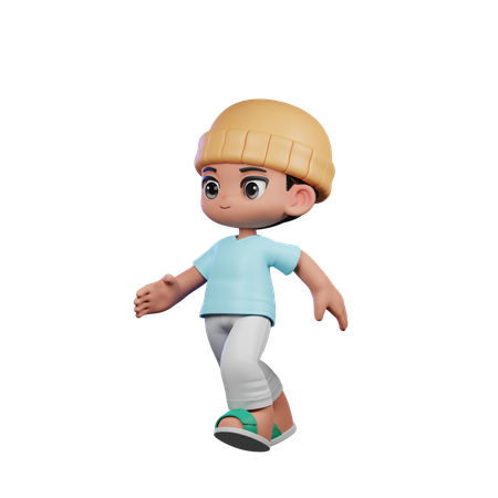 Cute Boy Giving Running Pose  3D Illustration