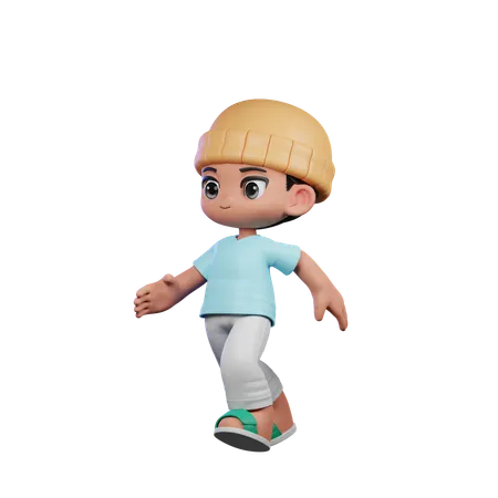 Cute Boy Giving Running Pose  3D Illustration