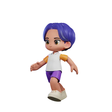 Cute Boy Giving Running Pose  3D Illustration