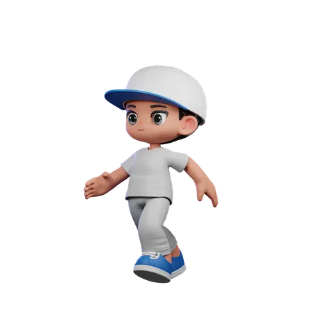 Cute Boy Giving Running Pose  3D Illustration