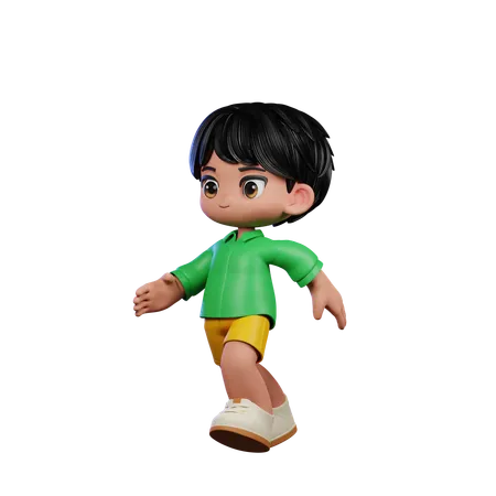 Cute Boy Giving Running Pose  3D Illustration