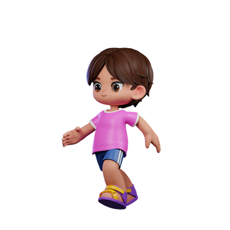 Cute Boy Giving Running Pose  3D Illustration