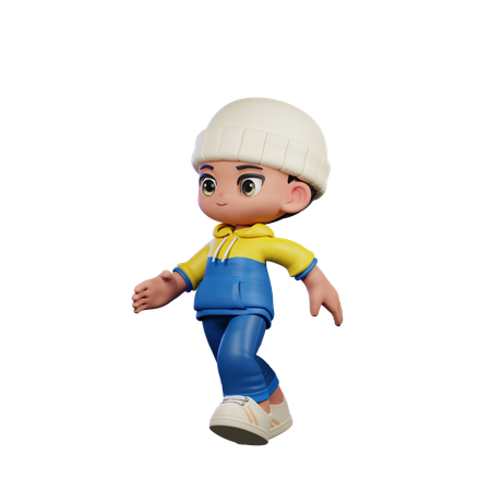 Cute Boy Giving Running Pose  3D Illustration