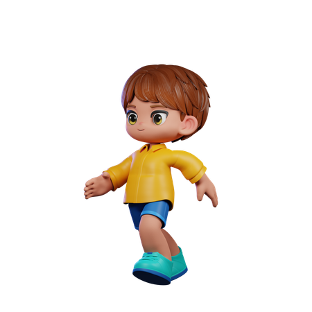 Cute Boy Giving Running Pose  3D Illustration