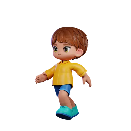 Cute Boy Giving Running Pose  3D Illustration