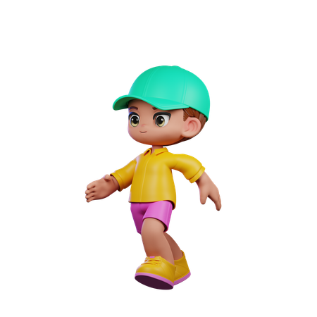 Cute Boy Giving Running Pose  3D Illustration