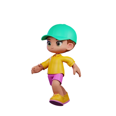 Cute Boy Giving Running Pose  3D Illustration