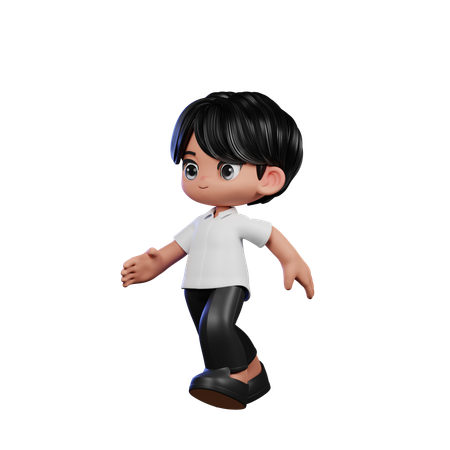 Cute Boy Giving Running Pose  3D Illustration