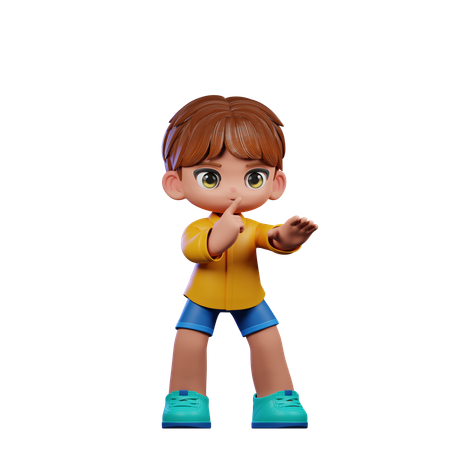 Cute Boy Giving Shhttt Pose  3D Icon