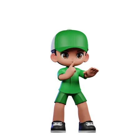 Cute Boy Giving Shhttt Pose  3D Illustration