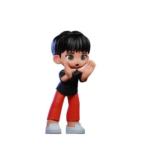 Cute Boy Giving Shouting Pose  3D Illustration