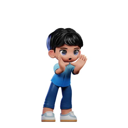 Cute Boy Giving Shouting Pose  3D Illustration