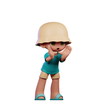 Cute Boy Giving Shouting Pose  3D Icon