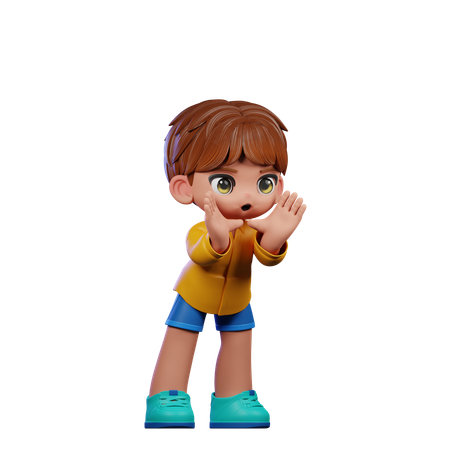 Cute Boy Giving Shouting Pose  3D Icon