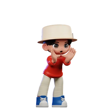 Cute Boy Giving Shouting Pose  3D Illustration