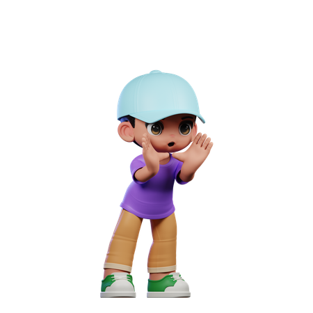 Cute Boy Giving Shouting Pose  3D Illustration