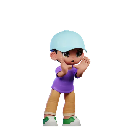 Cute Boy Giving Shouting Pose  3D Illustration