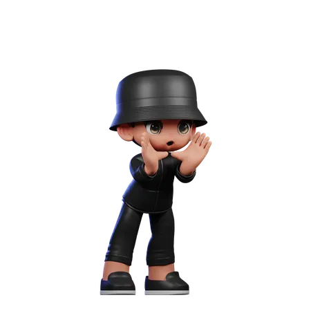 Cute Boy Giving Shouting Pose  3D Illustration