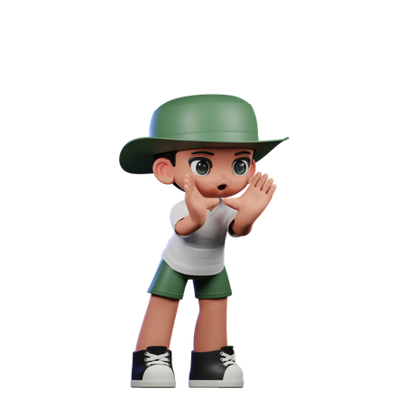 Cute Boy Giving Shouting Pose  3D Illustration