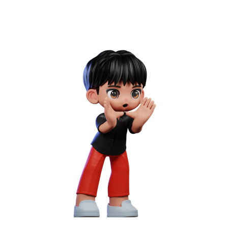 Cute Boy Giving Shouting Pose  3D Illustration