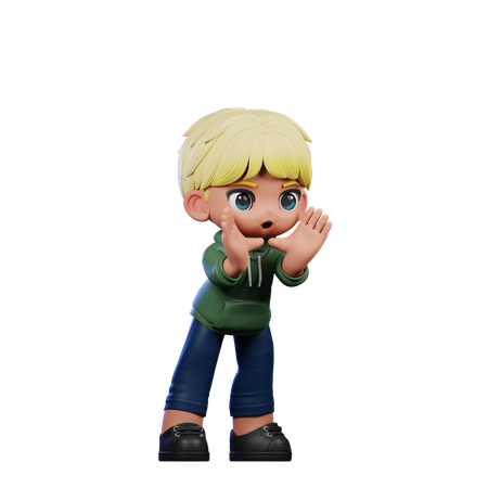 Cute Boy Giving Shouting Pose  3D Illustration