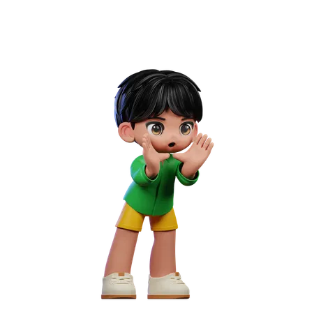 Cute Boy Giving Shouting Pose  3D Illustration