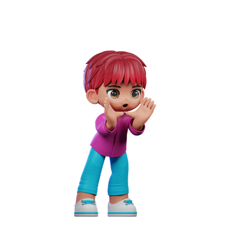 Cute Boy Giving Shouting Pose  3D Illustration