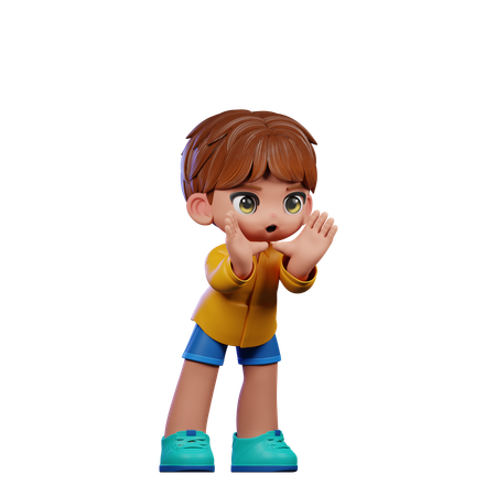 Cute Boy Giving Shouting Pose  3D Illustration