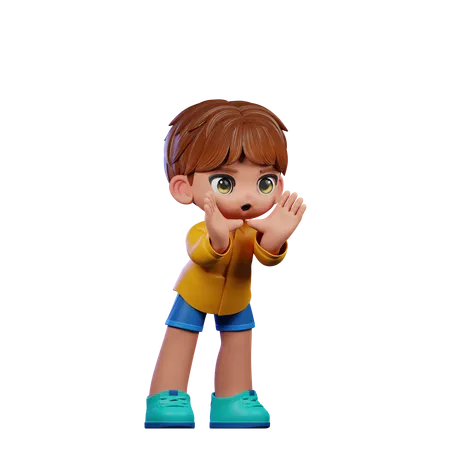 Cute Boy Giving Shouting Pose  3D Illustration