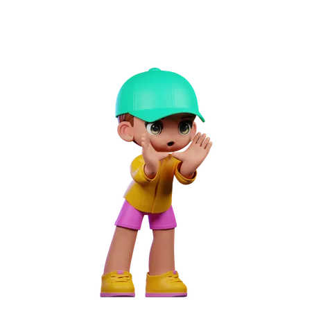 Cute Boy Giving Shouting Pose  3D Illustration