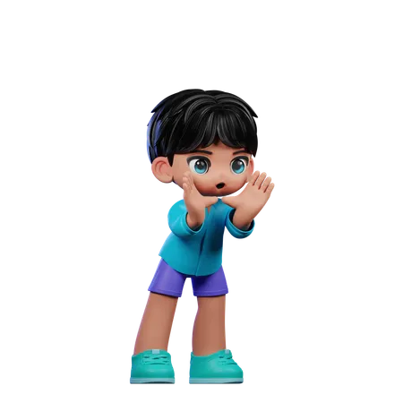 Cute Boy Giving Shouting Pose  3D Illustration