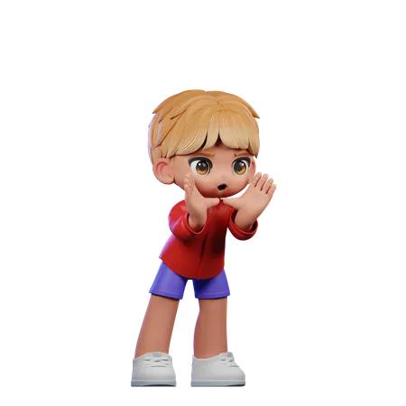 Cute Boy Giving Shouting Pose  3D Illustration