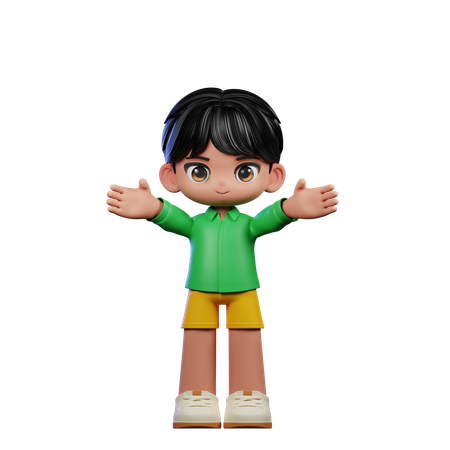 Cute Boy Giving Showing Welcome Pose  3D Illustration