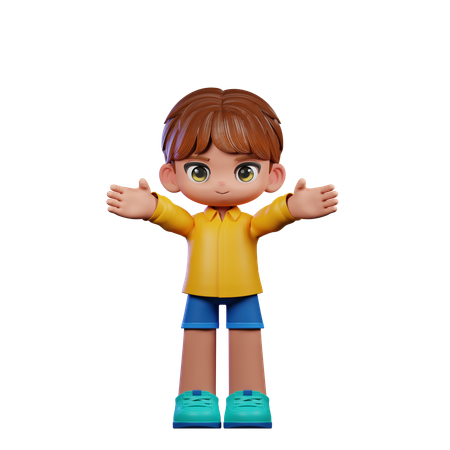 Cute Boy Giving Showing Welcome Pose  3D Icon