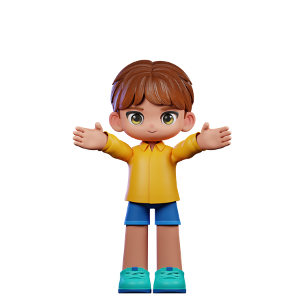 Cute Boy Giving Showing Welcome Pose  3D Illustration