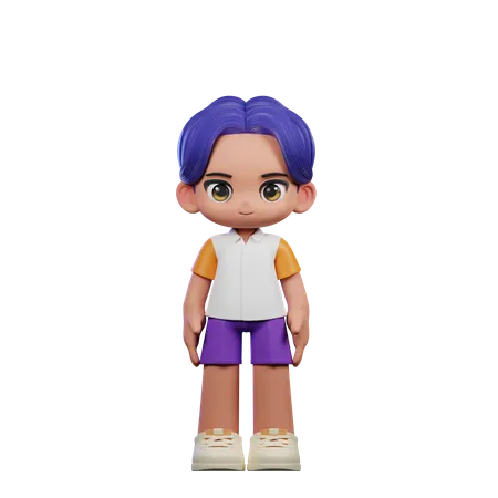 Cute Boy Giving Standing Cool Pose  3D Illustration