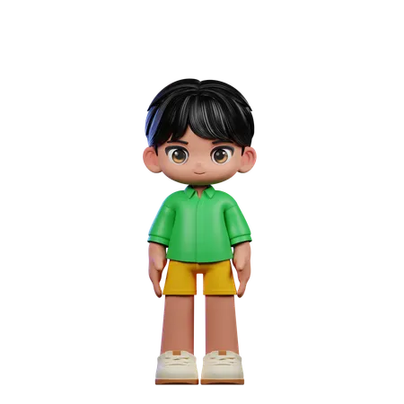 Cute Boy Giving Standing Cool Pose  3D Illustration
