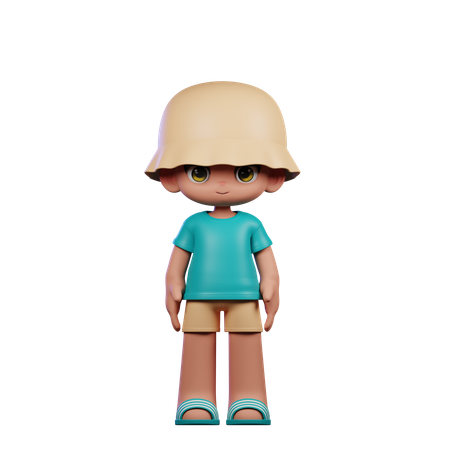 Cute Boy Giving Standing Cool Pose  3D Illustration