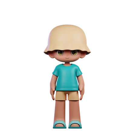 Cute Boy Giving Standing Cool Pose  3D Illustration