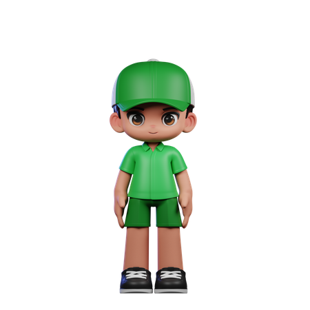 Cute Boy Giving Standing Cool Pose  3D Illustration