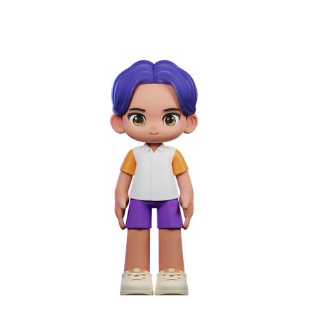 Cute Boy Giving Standing Cool Pose  3D Illustration