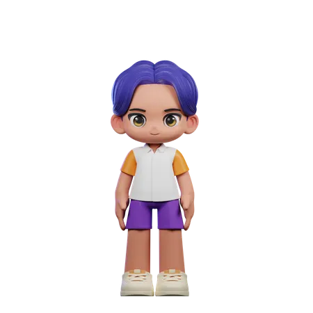 Cute Boy Giving Standing Cool Pose  3D Illustration