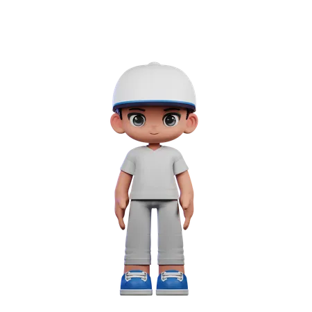 Cute Boy Giving Standing Cool Pose  3D Illustration