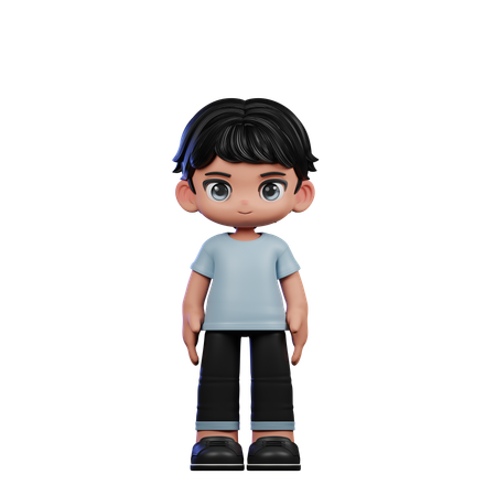 Cute Boy Giving Standing Cool Pose  3D Illustration