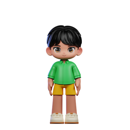 Cute Boy Giving Standing Cool Pose  3D Illustration