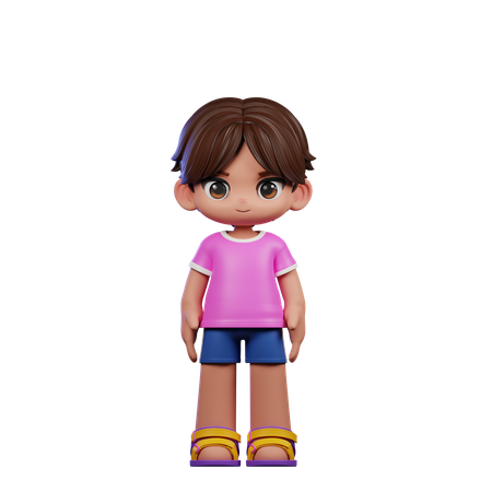 Cute Boy Giving Standing Cool Pose  3D Illustration