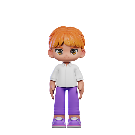 Cute Boy Giving Standing Cool Pose  3D Illustration