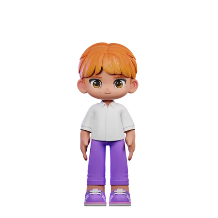 Cute Boy Giving Standing Cool Pose  3D Illustration